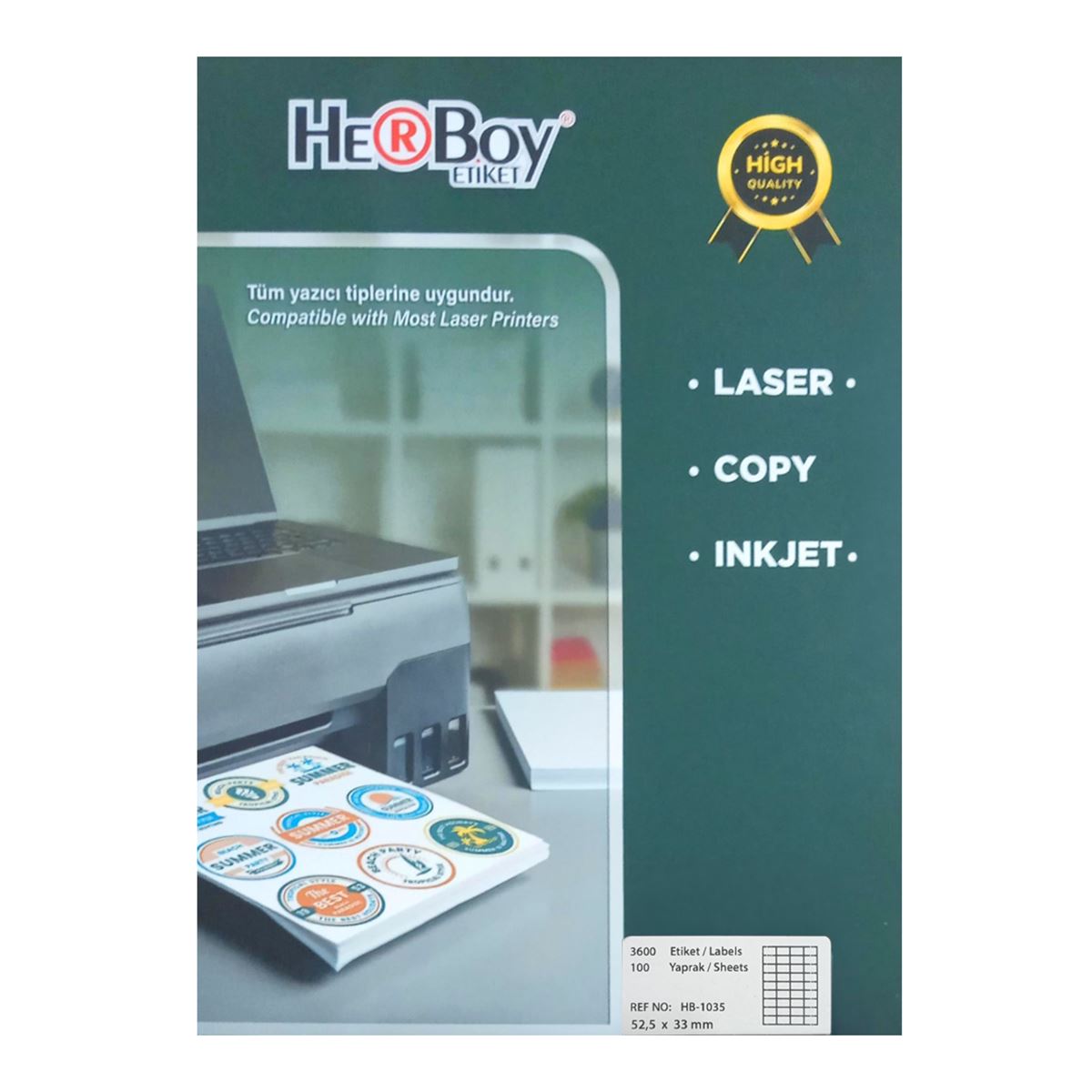 HERBOY BİLGİSAYAR ETİKETİ LASER 52.5x33 HB-1035 1