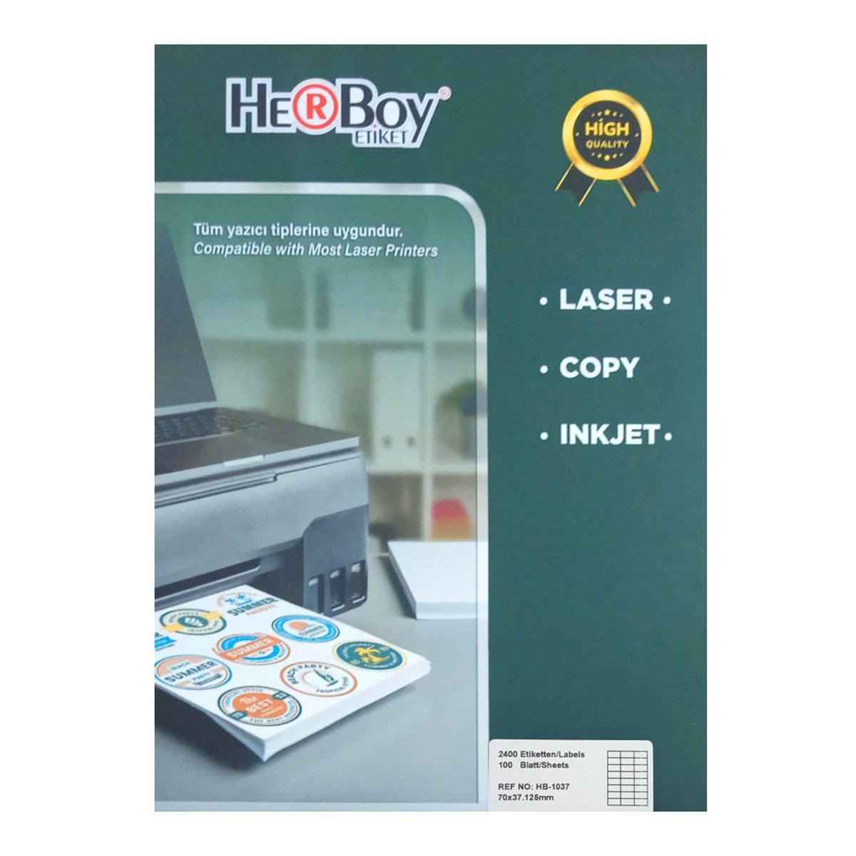 HERBOY BİLGİSAYAR ETİKETİ LASER 70x37.125 HB-1037 1