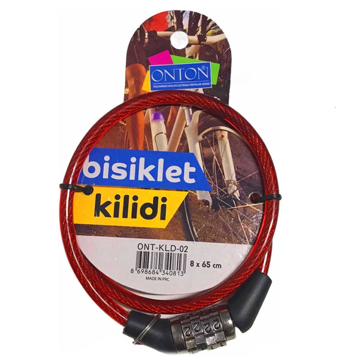 ONTON BİSİKLET KİLİDİ ONT-KLD-02 ŞİFRELİ 8x65 CM 1