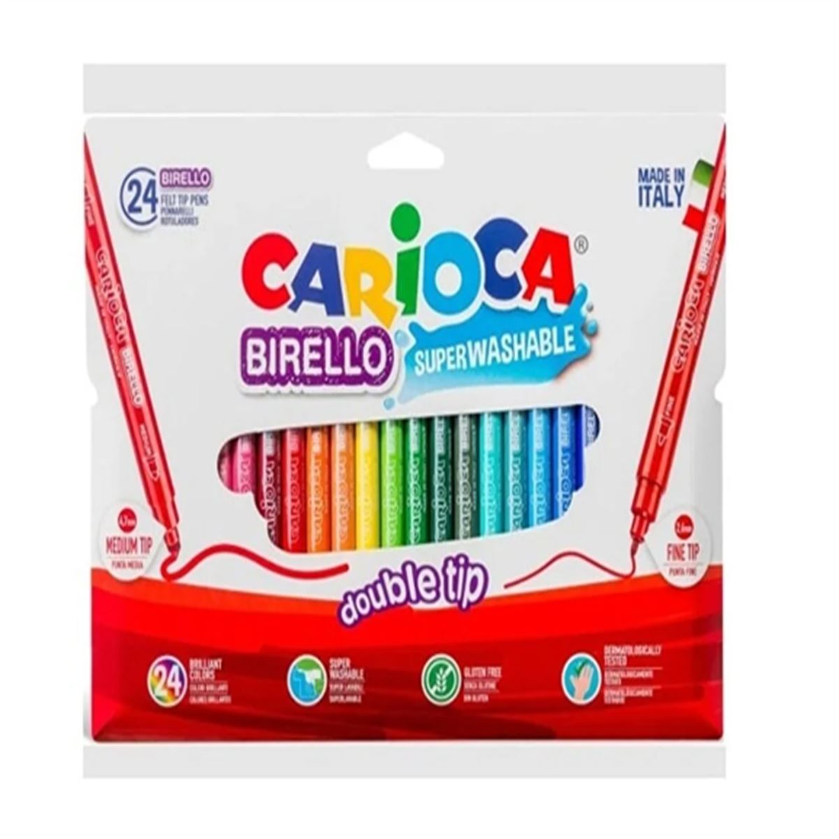 CARİOCA KEÇELİ KALEM BİRELLO ÇİFT TARAFLI YIKANABİLİR 24 RENK 41521 1
