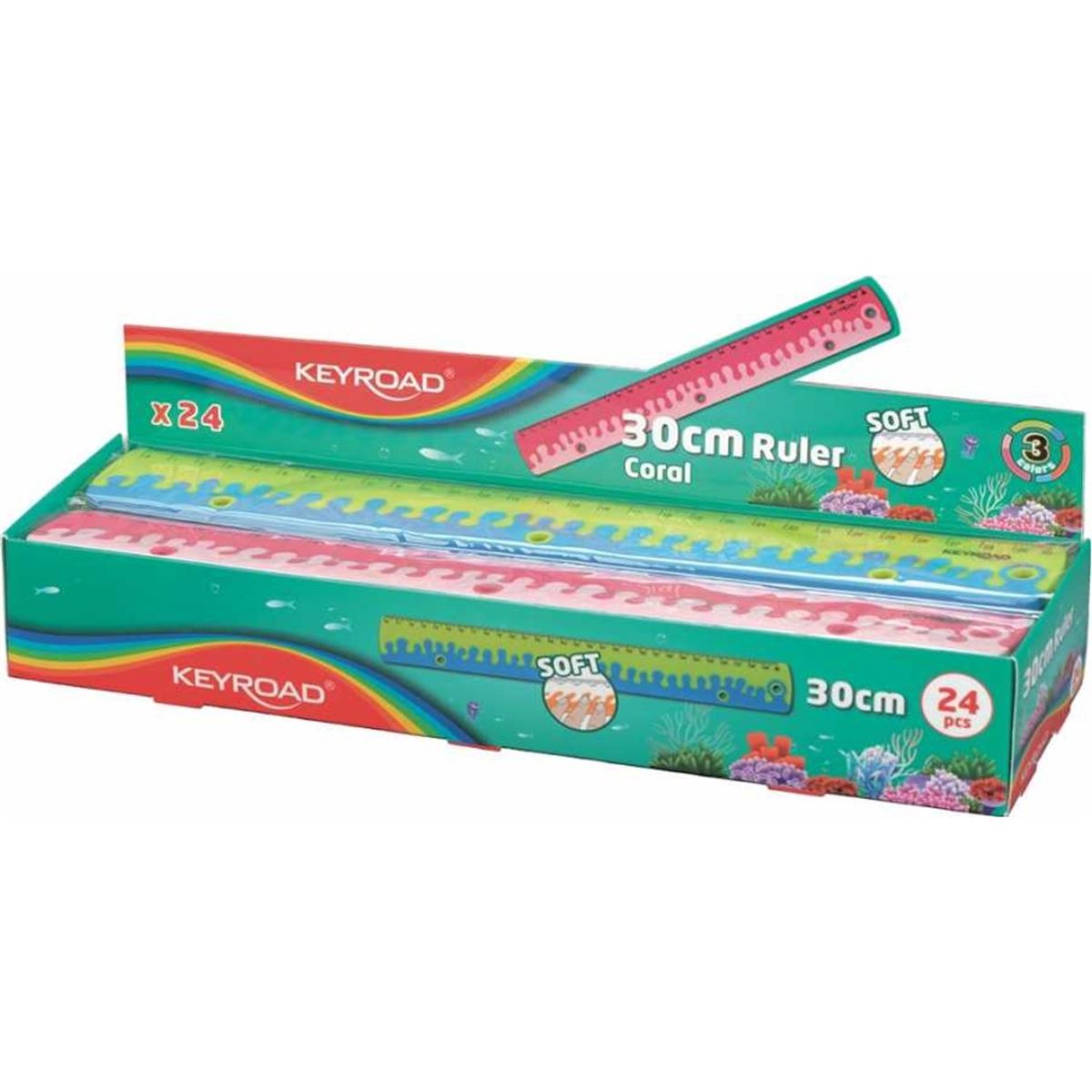 KEYROAD PLASTİK CETVEL SOFT 30 CM 24 LÜ KR970226-2 1