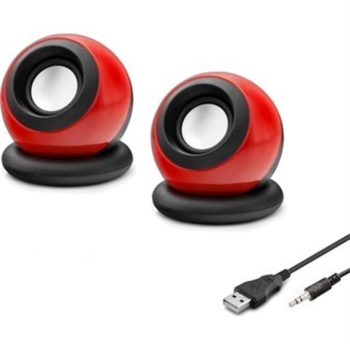 POLYGOLD SPEAKER D-08L KIRMIZI SİYAH USB KABLOLU MİNİ OVAL 1