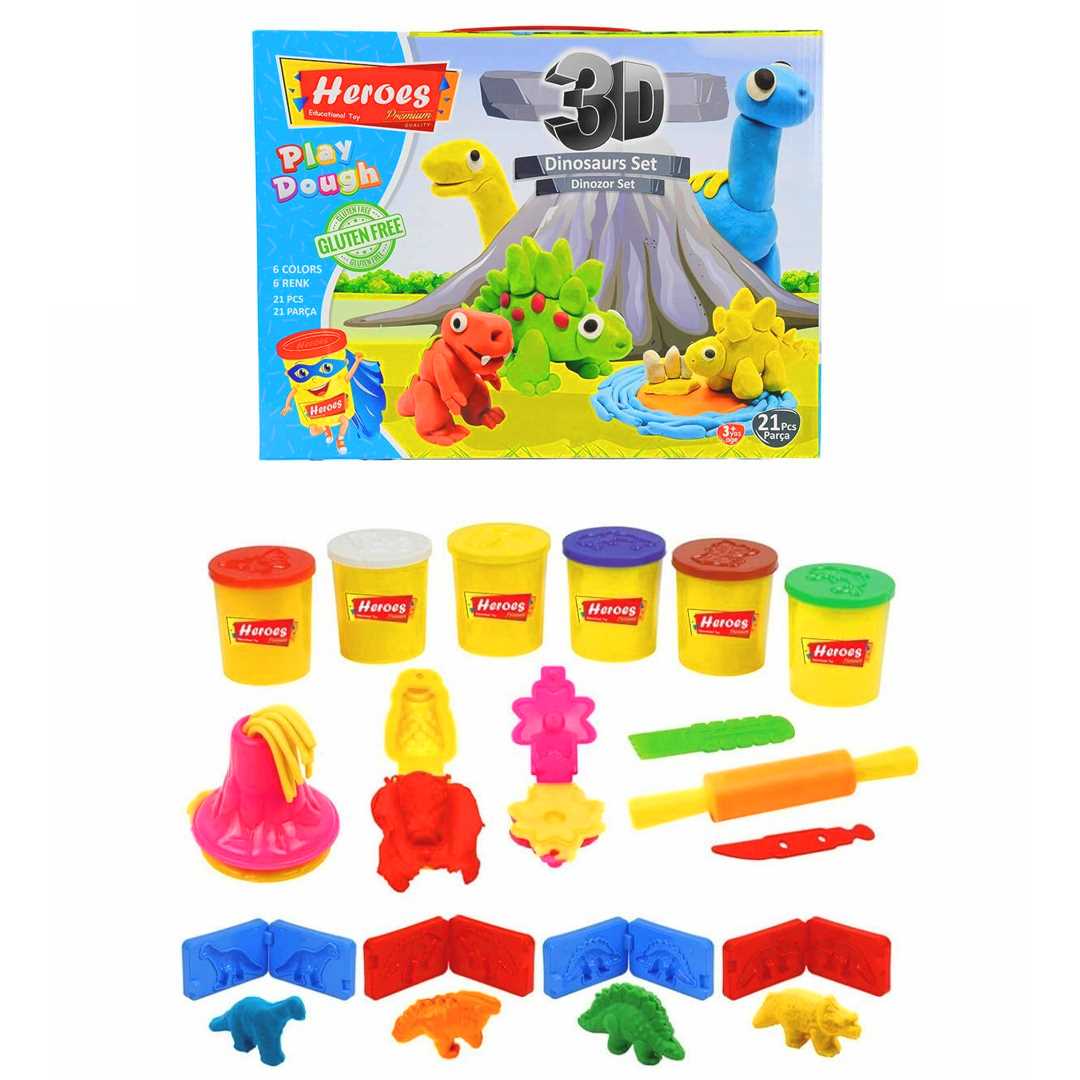 HEROES TOYS ERN-568 3D DİNOZOR OYUN HAMURU SETİ 1
