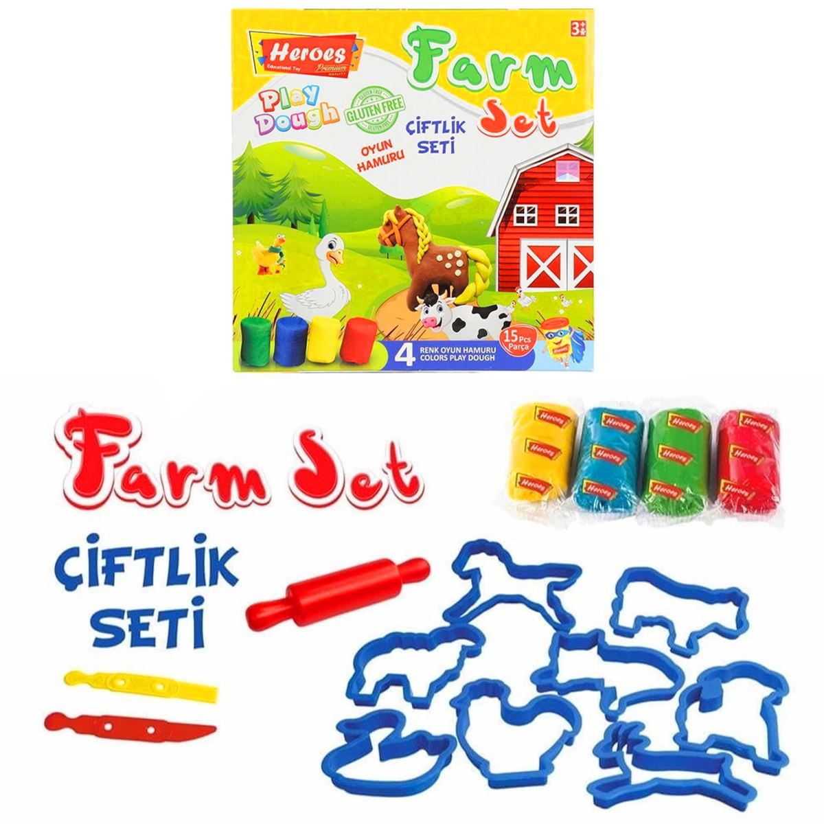 HEROES TOYS ERN-588 ORTA KUTULU ÇİFTLİK OYUN HAMURU SETİ 1