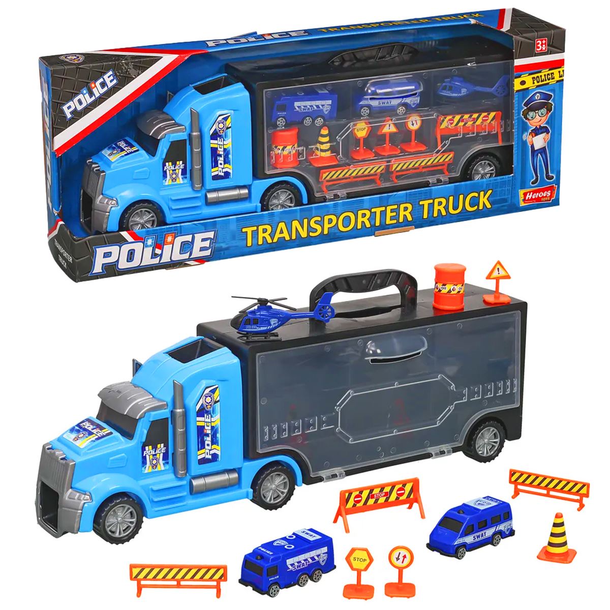 HEROES TOYS ERN-876 ÇANTALI POLİS TAŞIYICI TIR SETİ 1