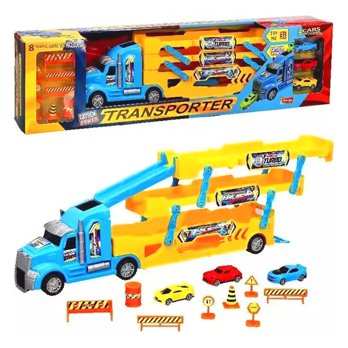 HEROES TOYS ERN-882 KATLI TAŞIYICI TIR TRAFİK SETİ 1