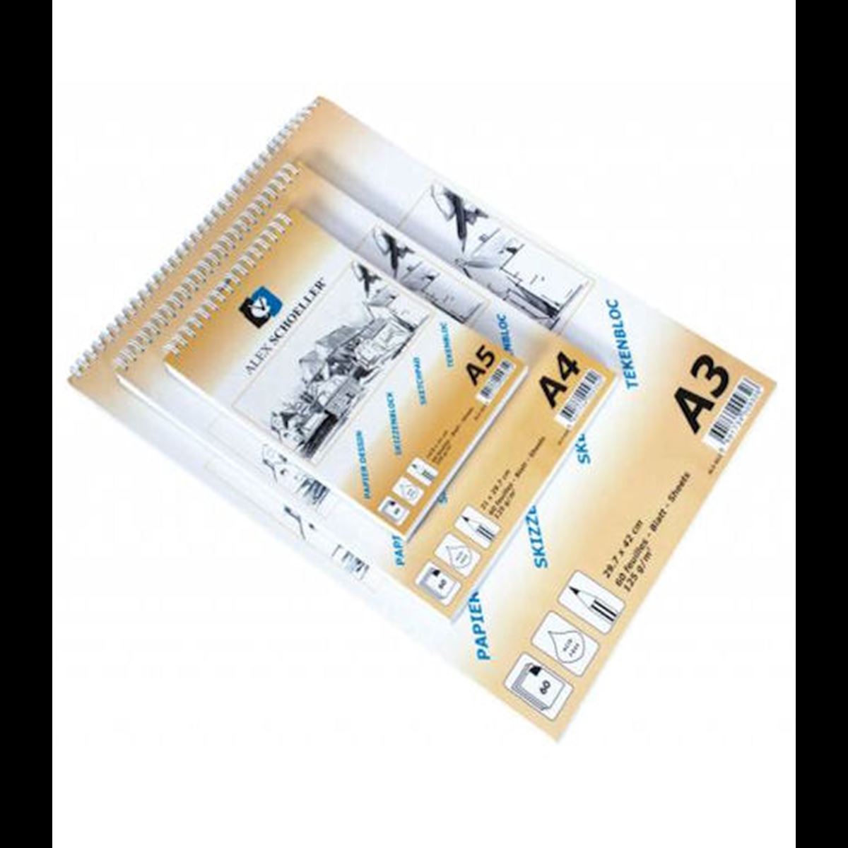 ALEX ESKİZ DEFTERİ A3 90 GR 60 YAPRAK ALX-822 1