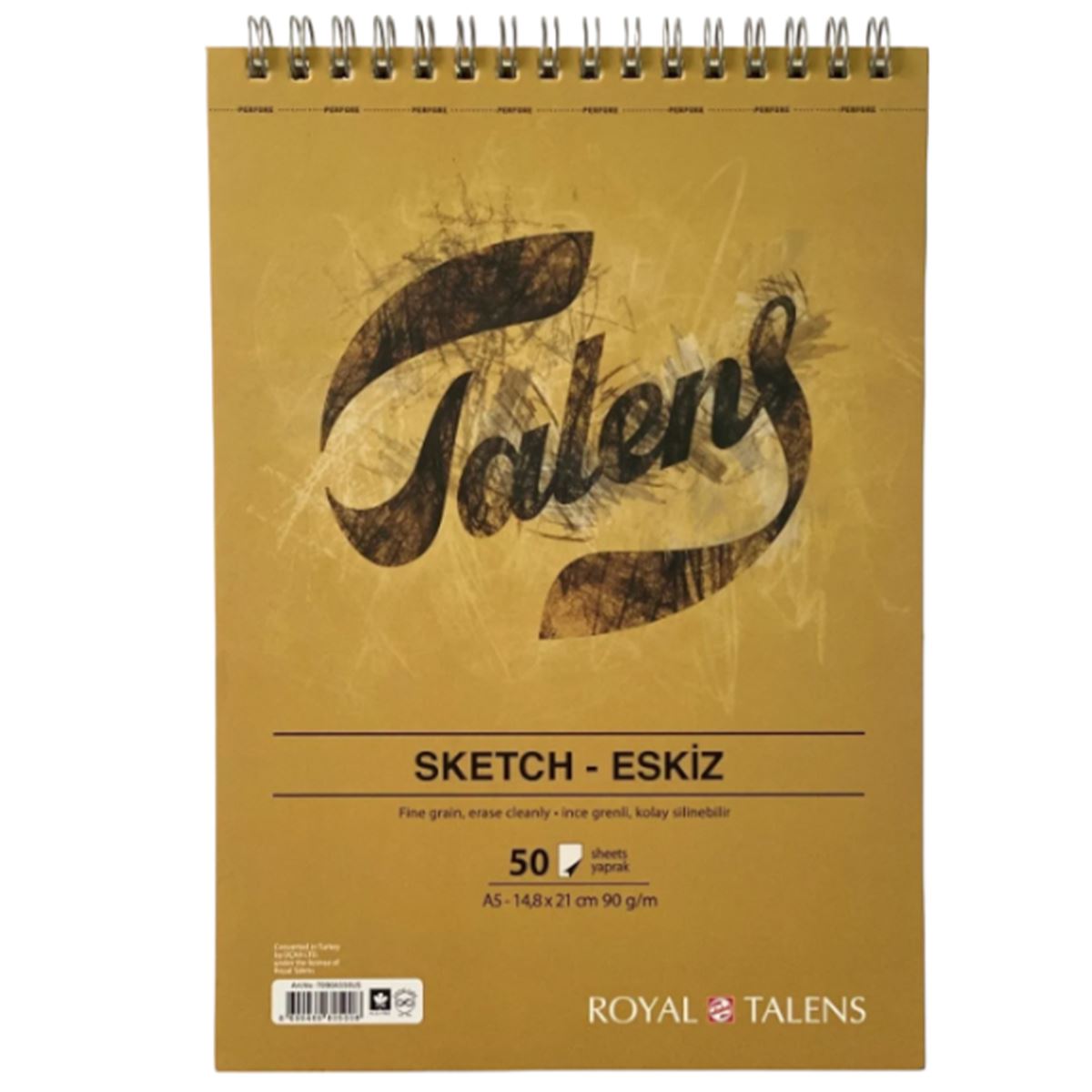 TALENS ESKİZ DEFTERİ A5 ÜSTTEN SPİRALLİ 90 GR 50 YP T090A550US 1