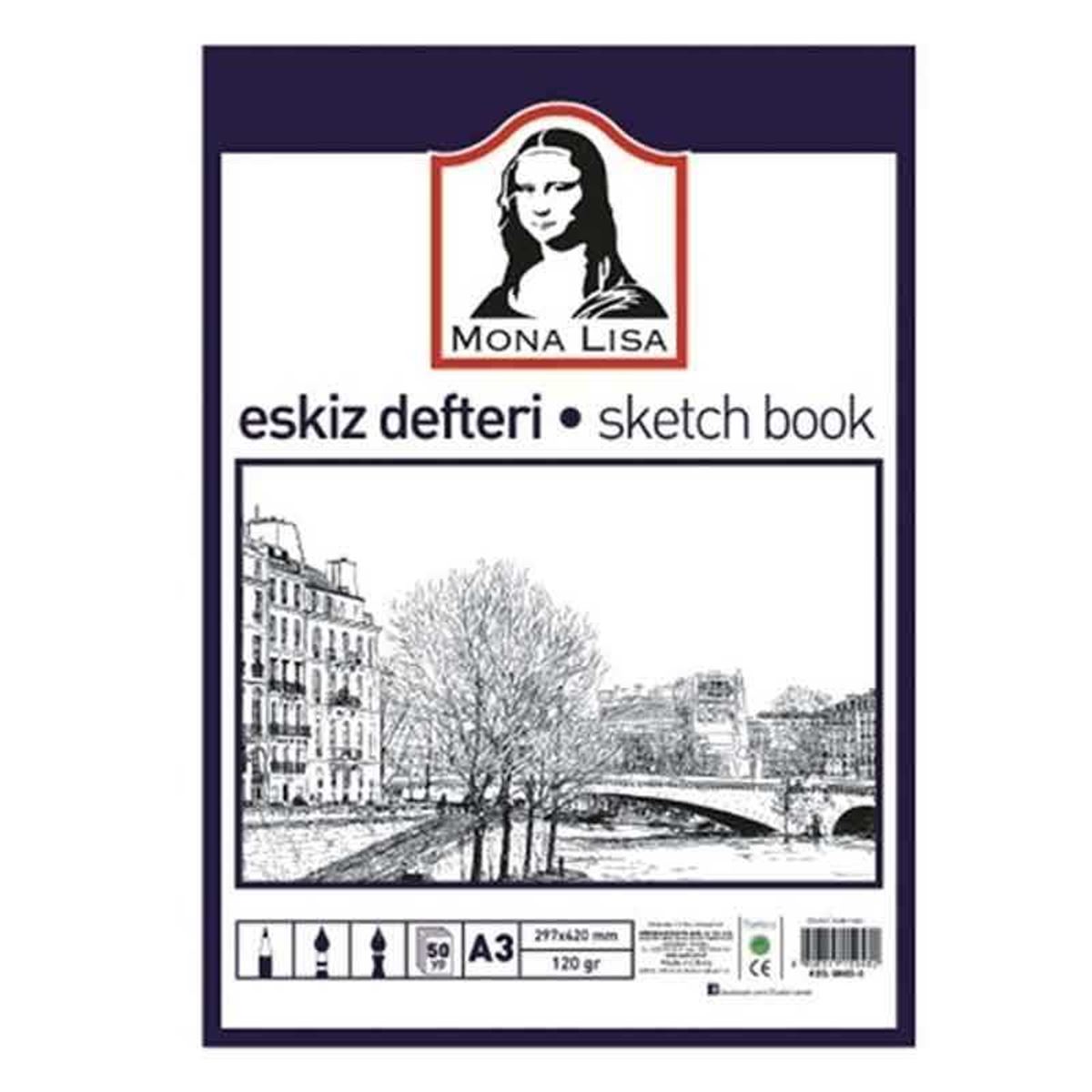 MONALİSA ESKİZ DEFTERİ A3 120 GR 50 YP BN05-3 1