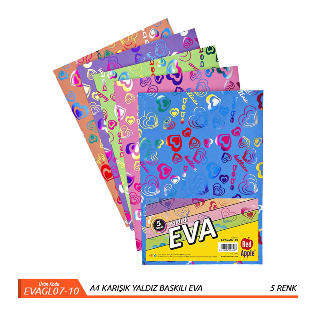 RED APPLE EVA 20x30 YALDIZLI KALPLİ 10 LU EVAGL07 1