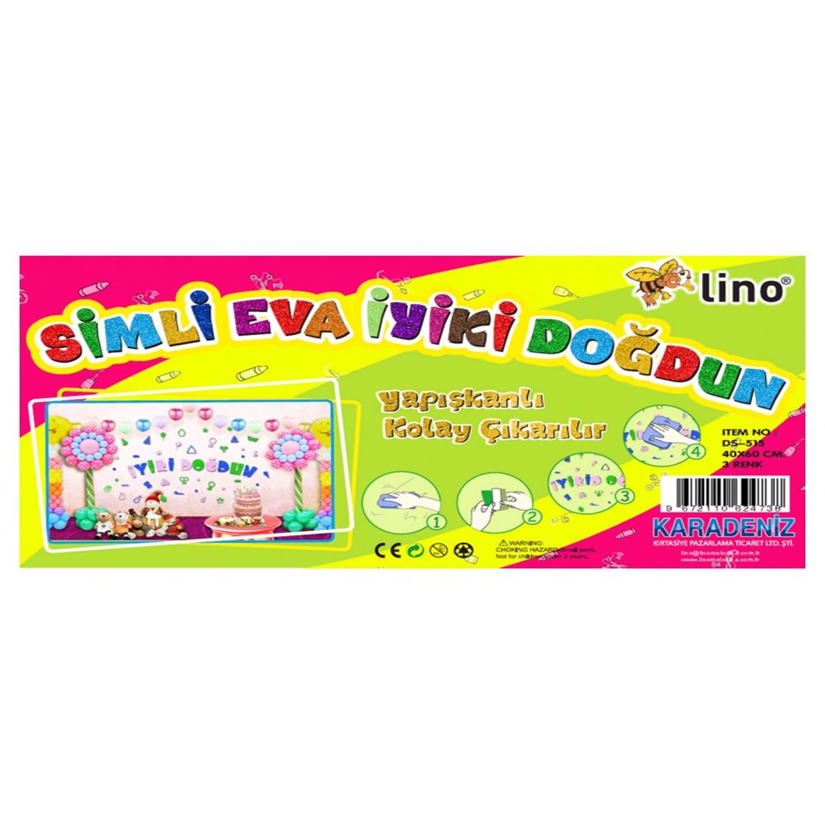 LİNO EVA İYİKİ DOĞDUN 40X60 SİMLİ 3 RENK DS-515 1