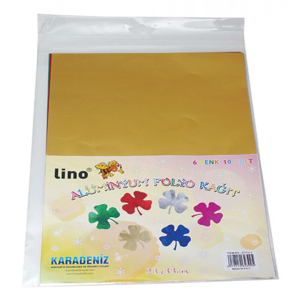 LİNO ALÜM.FOLYO ÇİFT TARAFLI RENKLİ 23x33 6 RENK 10 LU 2711J-1 1