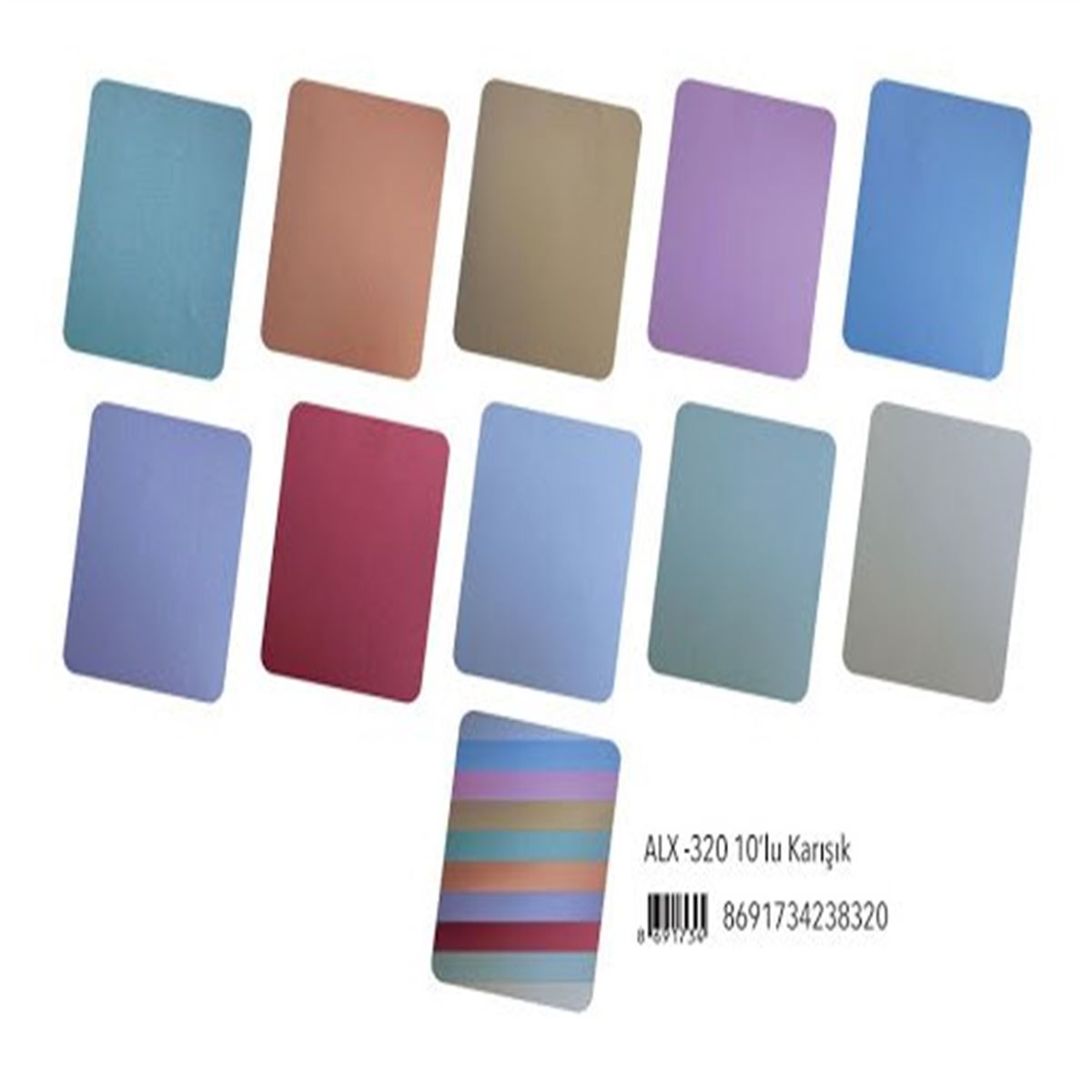 ALEX FON KARTONU 50X70 SEDEFLİ KARIŞIK 10 LU ALX-320 1