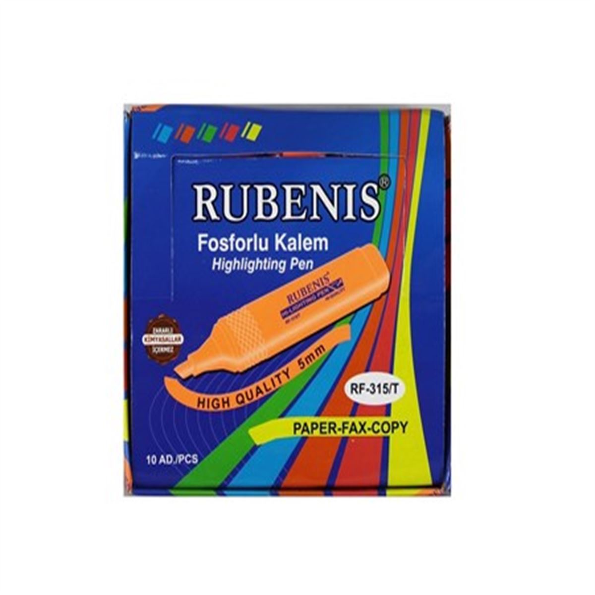 RUBENİS FOSFORLU KALEM TURUNCU 10 LU RF-315/T 1