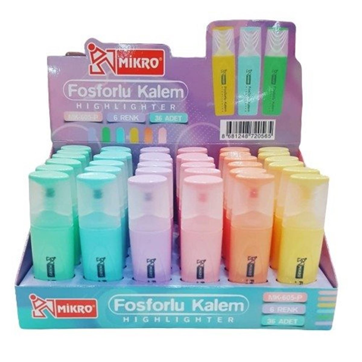 MİKRO FOSFORLU KALEM PASTEL 6 RENK 36 LI MK-605-P 1