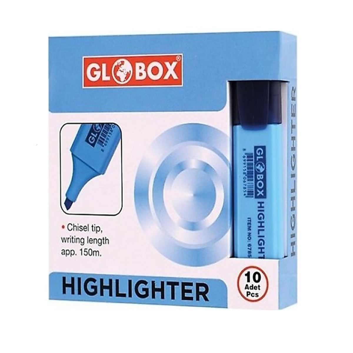 GLOBOX FOSFORLU KALEM MAVİ 10 LU 6790 1