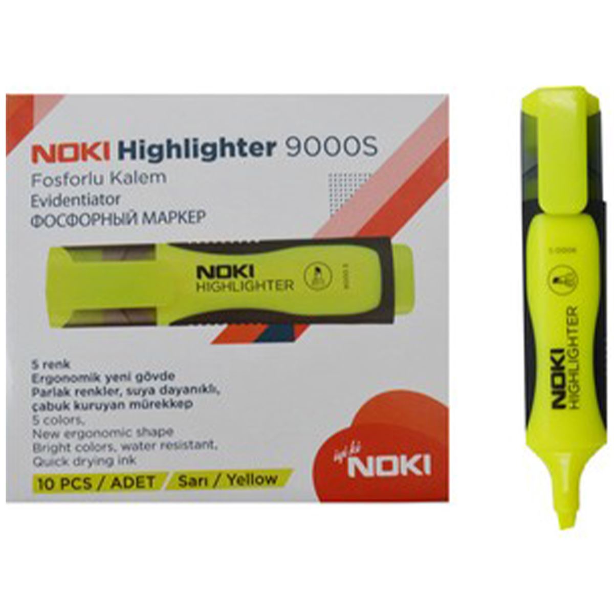 NOKİ FOSFORLU KALEM SARI 10 LU 9000S 1