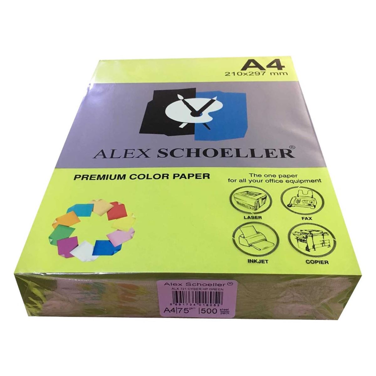 ALEX RENKLİ FOTOKOPİ KAĞIDI A4 FOSFORLU YEŞİL 75 GR 500 LÜ 453-21 1