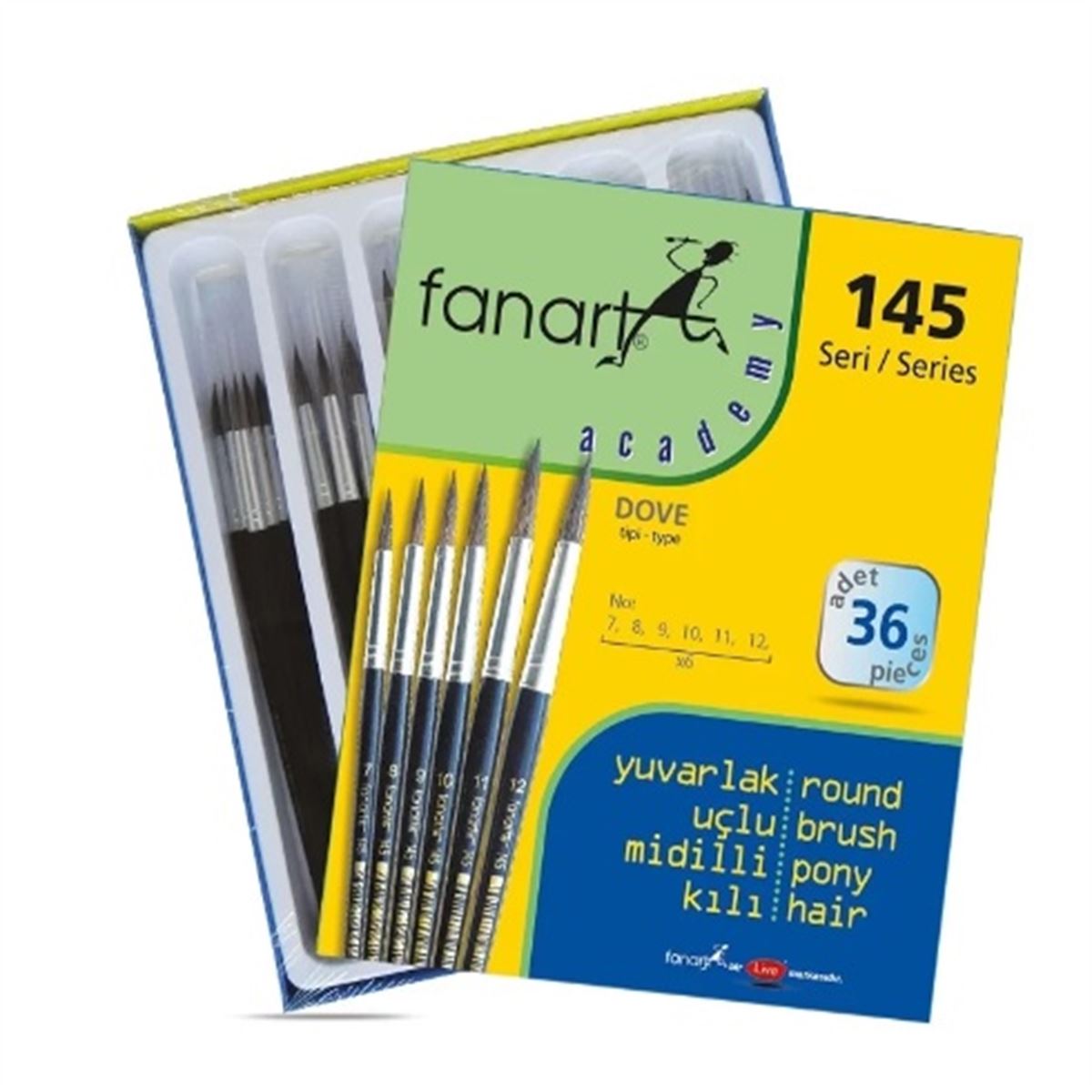 FANART ACADEMY DOVE FIRÇA SETİ 145 SERİ NO:7-8-9-10-11-12 36 LI F-7145.S3 1