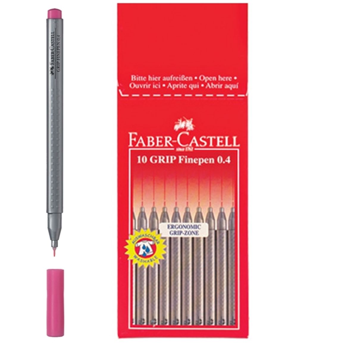FABER GRİP FİNEPEN KALEM 0,4 MM. PEMBE 10 LU 151619 1