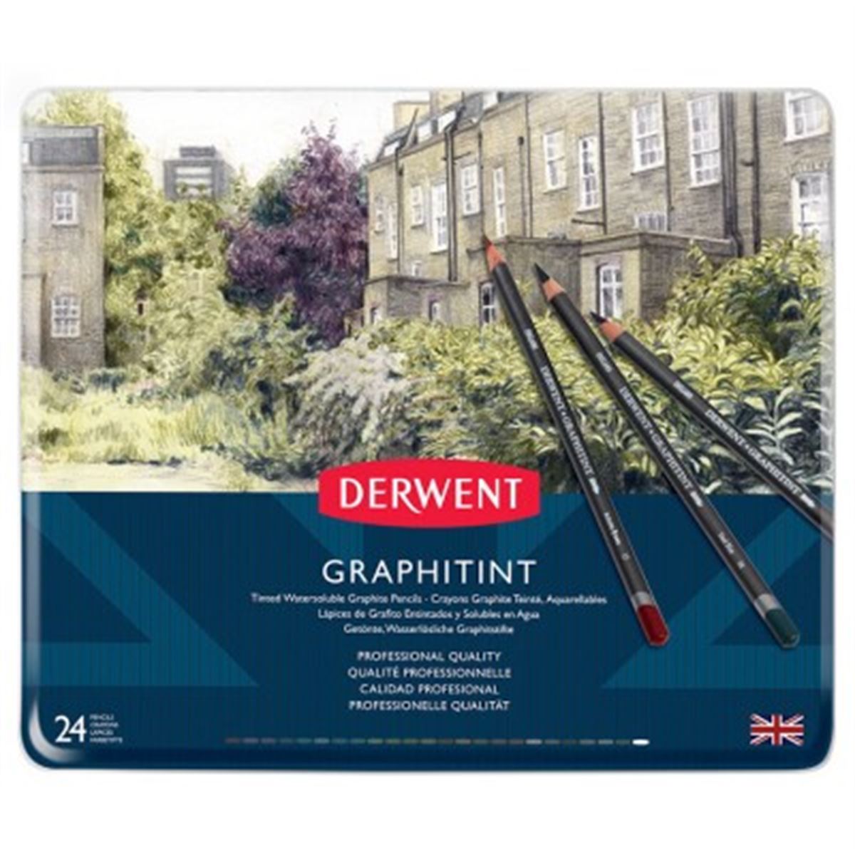 DERWENT GRAPHİTİNT ÇİZİM KALEMİ 24 RENK METAL KUTU DW0700803 1