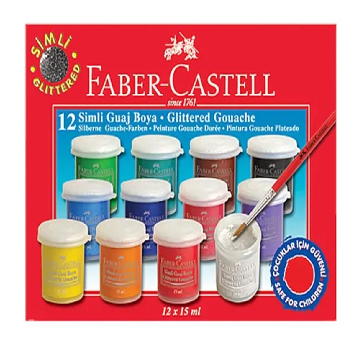 FABER GUAJ BOYA ŞİŞE SİMLİ 15 ML 12 RENK 160404 1