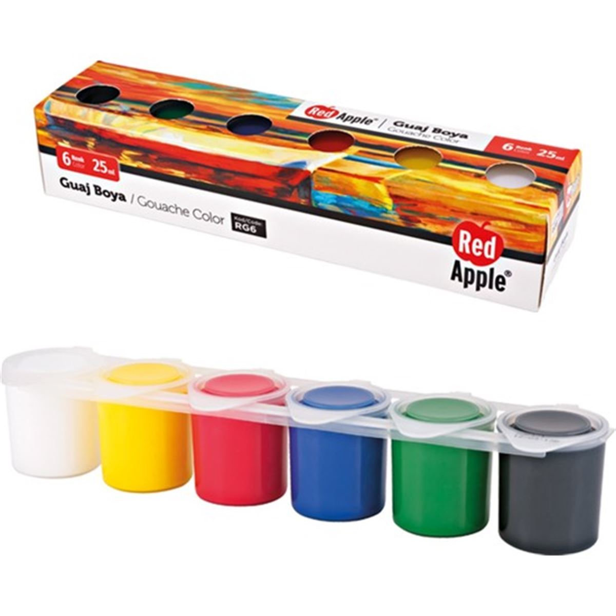 RED APPLE GUAJ BOYA ŞİŞE 6 RENK RG6M METALİK 1