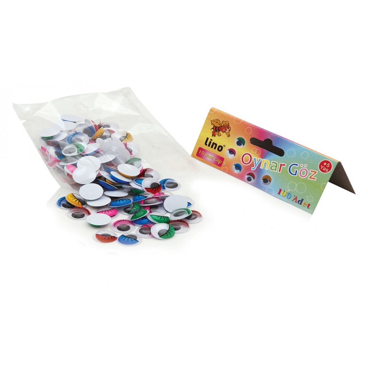 LİNO OYNAR GÖZ RENKLİ 15 MM 100 LÜ RBZ-015 1