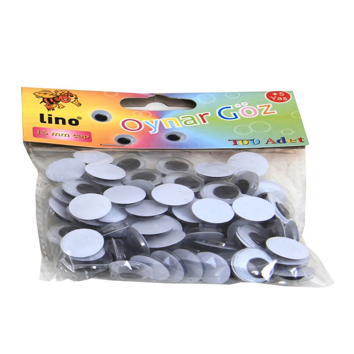LİNO OYNAR GÖZ 15 MM SİYAH 50 Lİ RBZ-016-A 1