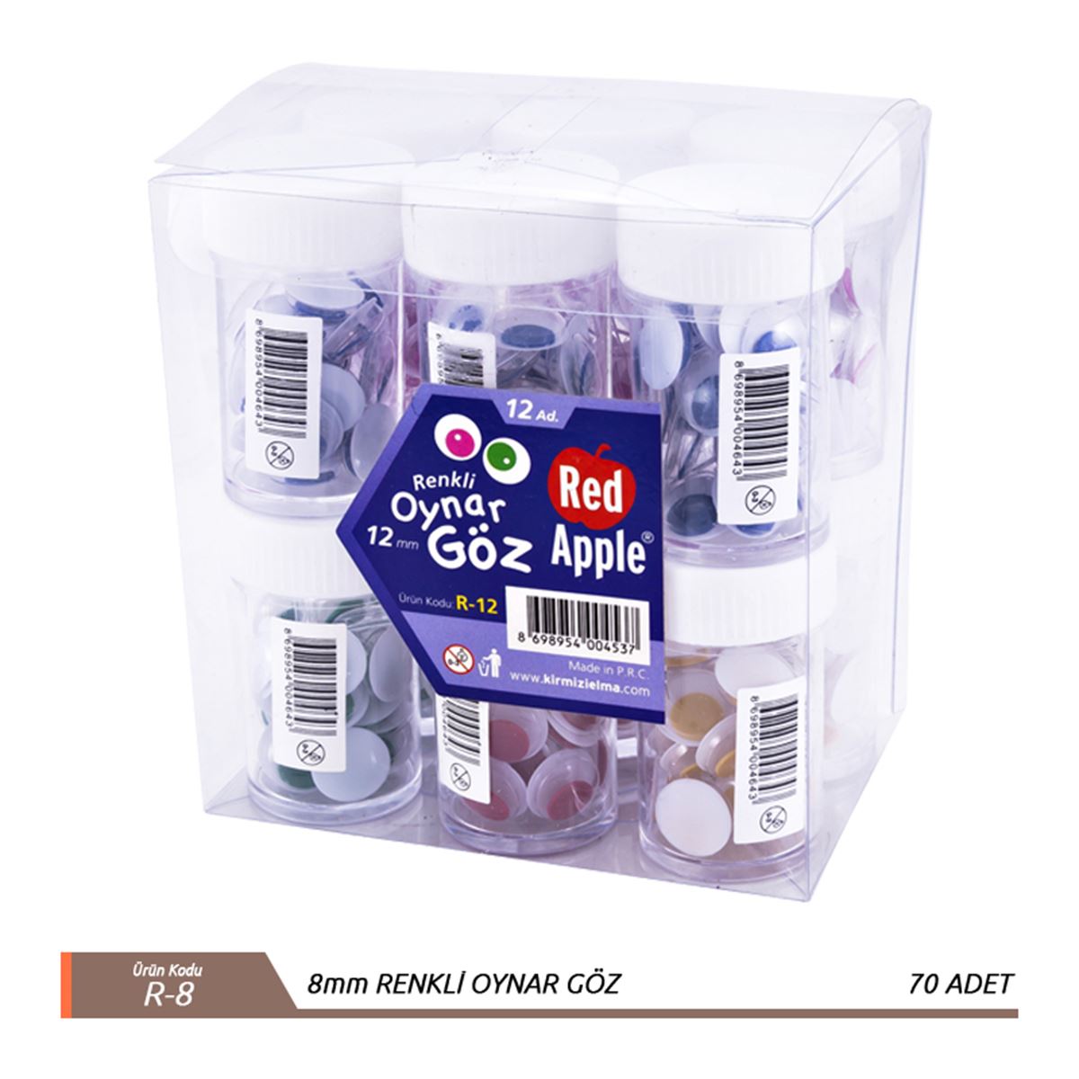 RED APPLE OYNAR GÖZ KARIŞIK RENKLİ 12 Lİ R-8/R-12/R-15 1