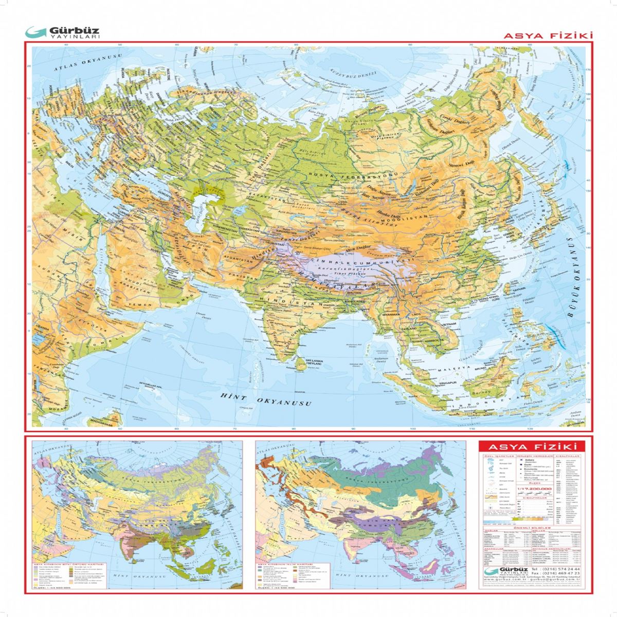 GÜRBÜZ HARİTA ASYA FİZİKİ RULO 100x140 1