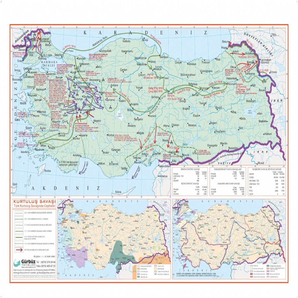 GÜRBÜZ HARİTA KURTULUŞ SAVAŞI RULO 70x100 1