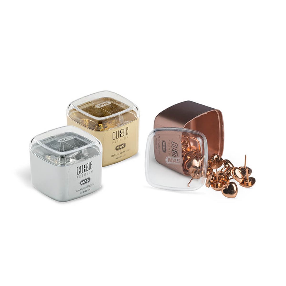 MAS CUBBİE HARİTA ÇİVİSİ 1318 KALP ROSE GOLD CAM TÜP 8 Lİ 1