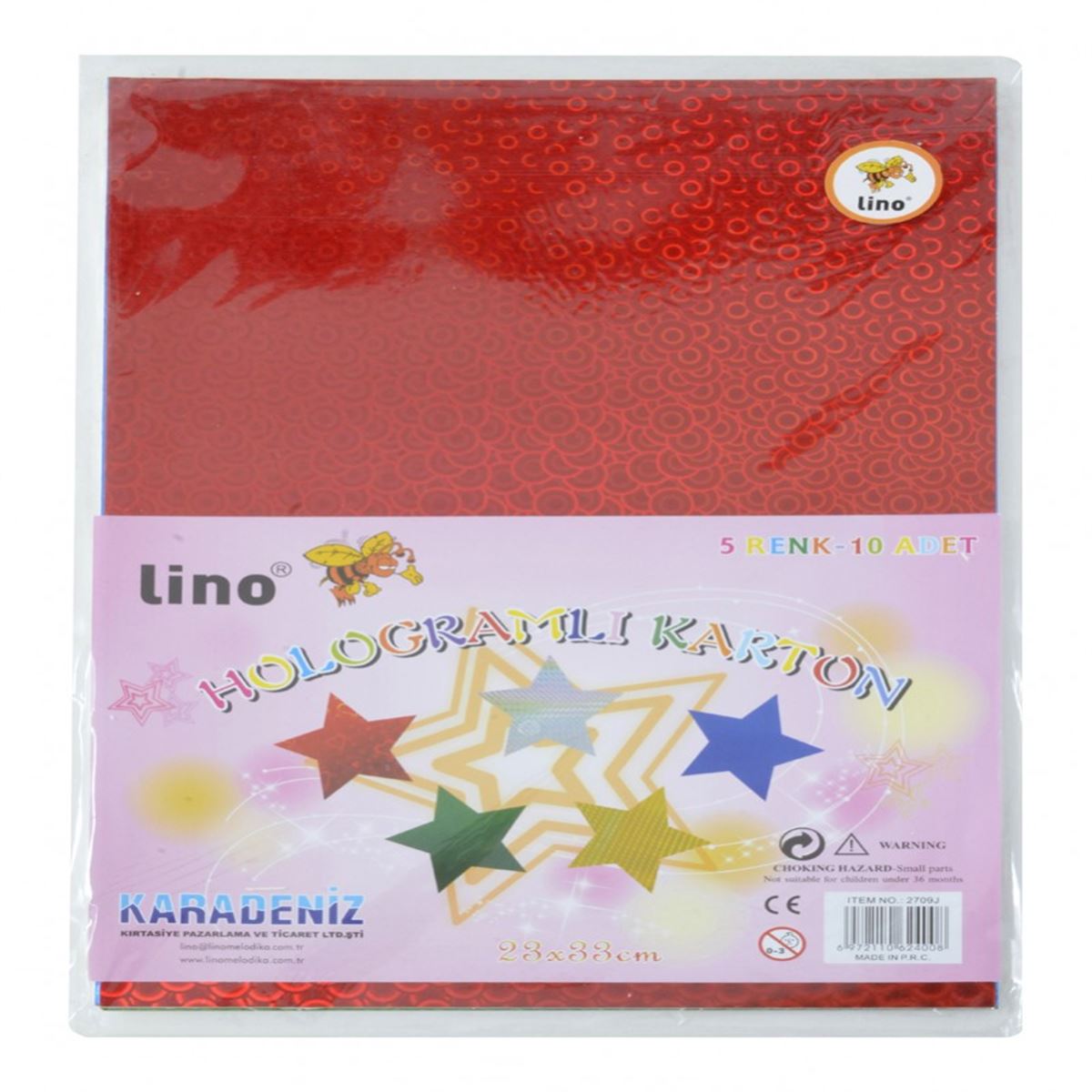 LİNO HOLOGRAMLI KAĞIT 2709JQ 50x70 5 RENK 10 LU 1
