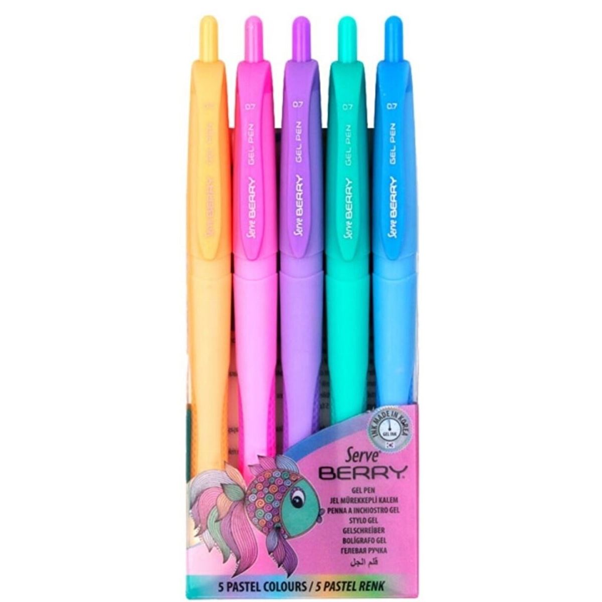 SERVE JEL KALEM BERRY PASTEL KARMA 0.7 5 Lİ SV-BRGEL07B5KRP 1
