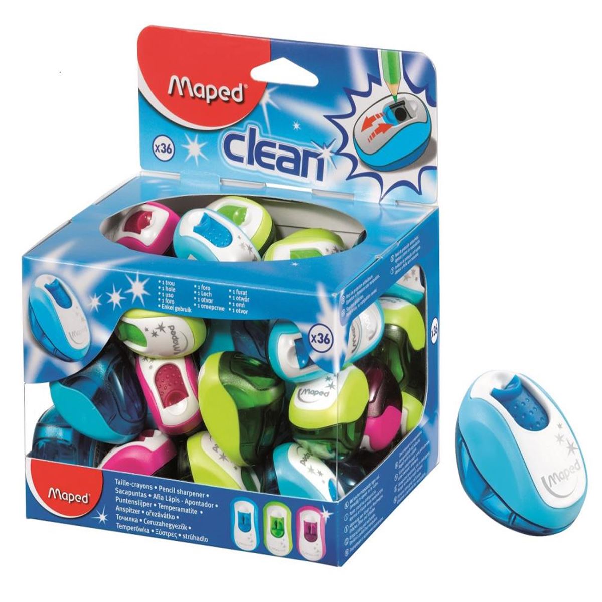 MAPED KALEMTRAŞ PLASTİK CLEAN TEKLİ 36 LI 30111 1