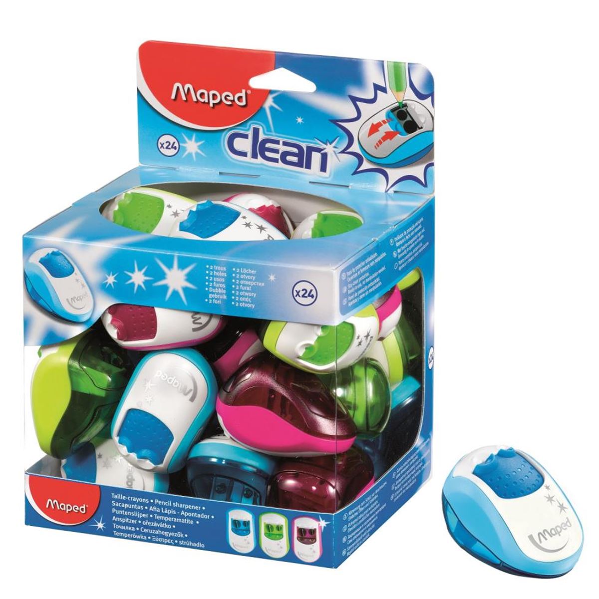 MAPED KALEMTRAŞ 30211 CLEAN ÇİFT DELİKLİ 24 LÜ 1