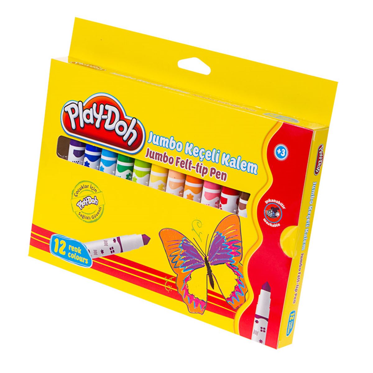 PLAYDOH KEÇELİ KALEM JUMBO 12 RENK 8 MM KE010 1