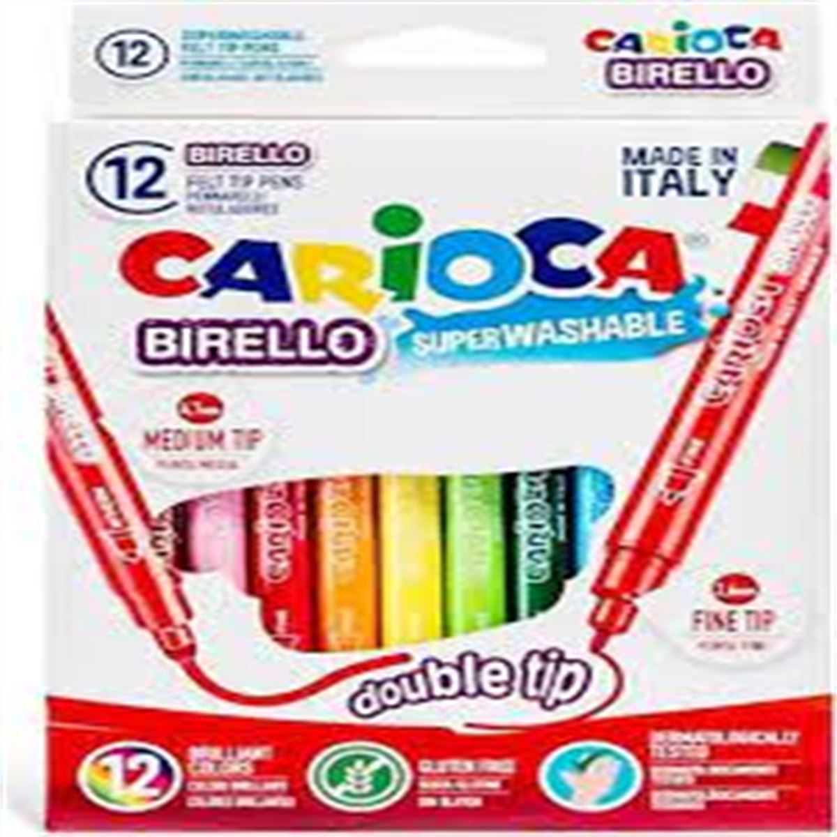 CARİOCA KEÇELİ KALEM 12 RENK ÇİFT TARAFLI BİRELLO 41457 1