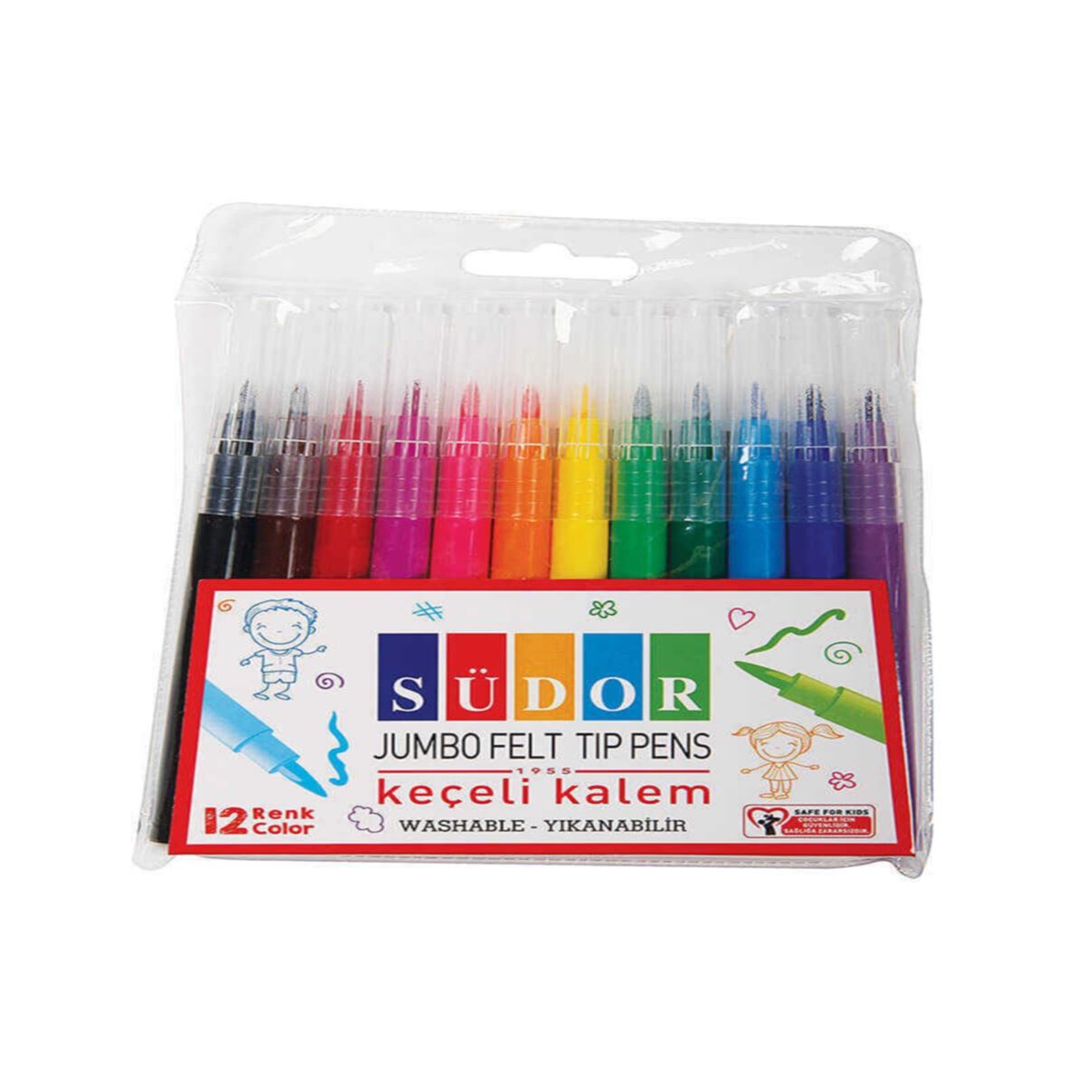 SÜDOR KEÇELİ KALEM JUMBO 12 RENK KK02 YIKANABİLİR 1