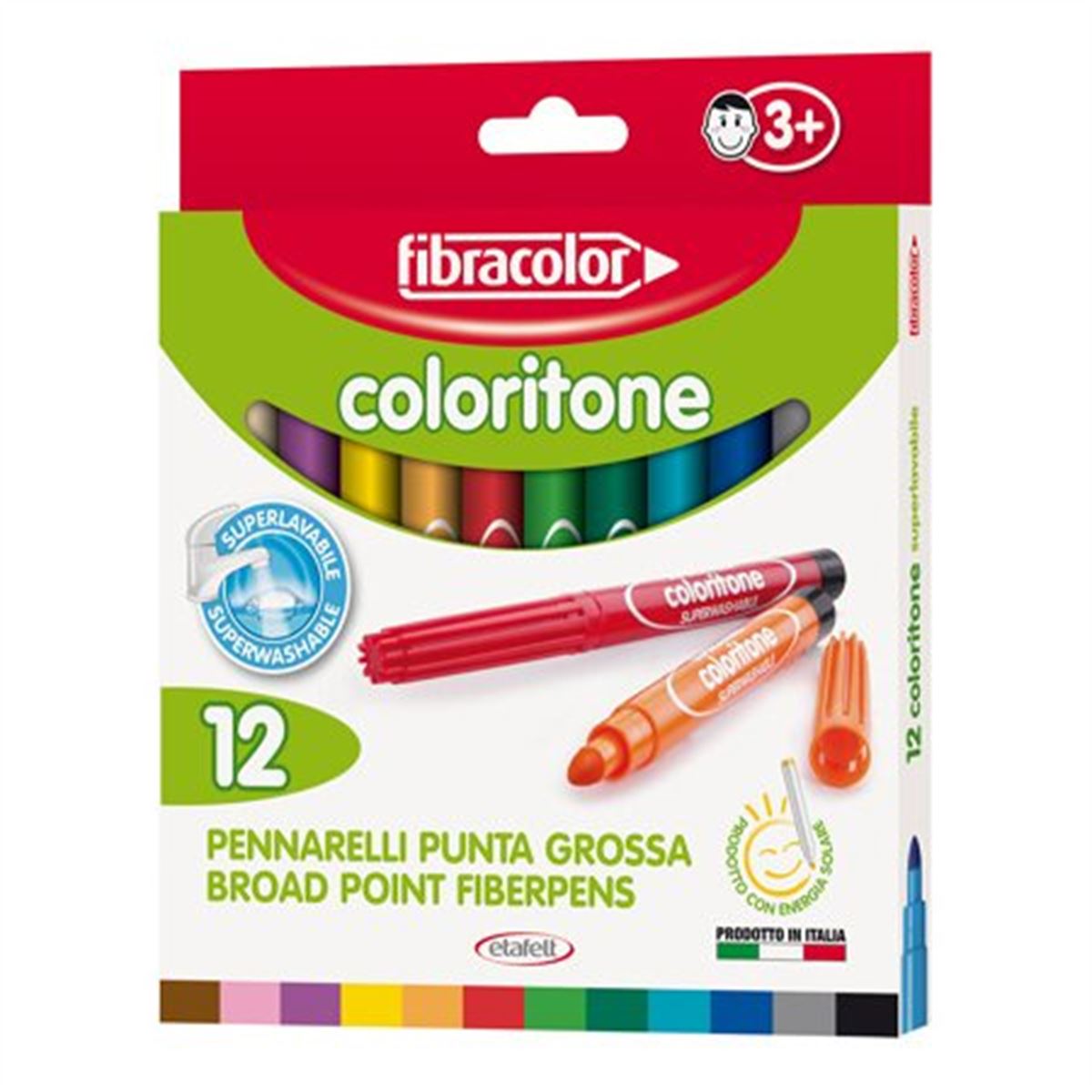 FİBRACOLOR KEÇELİ KALEM 12 RENK COLORİTONE KALIN 19540SW012SE 1