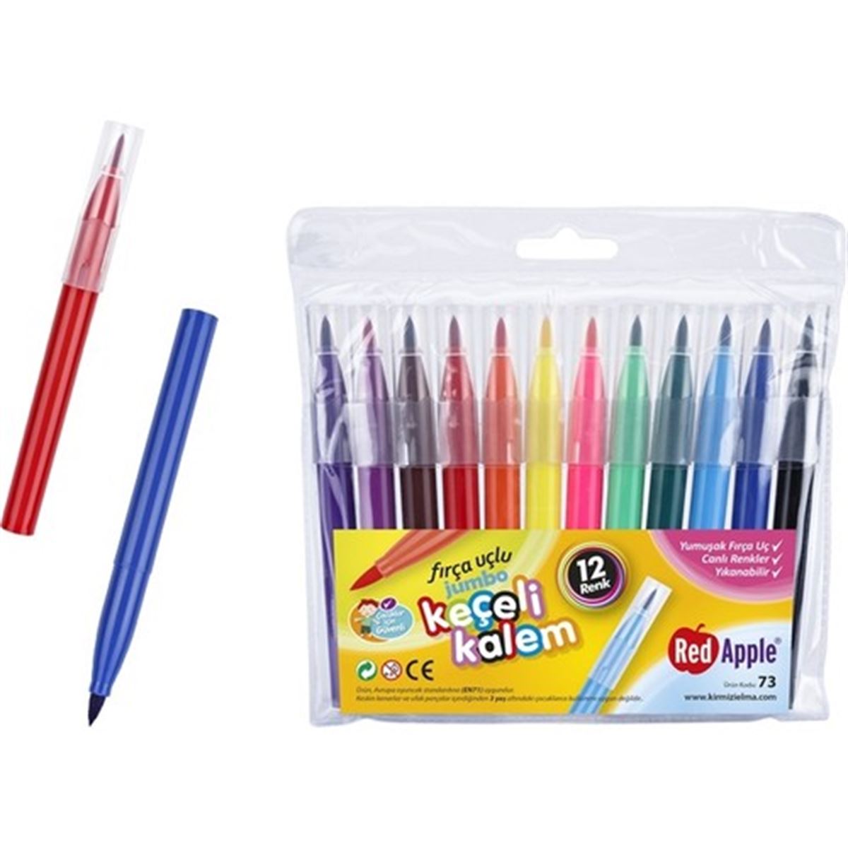 RED APPLE KEÇELİ KALEM JUMBO 12 RENK 72 Lİ 1