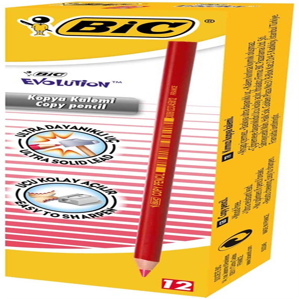 BİC KOPYA KALEMİ KIRMIZI EVOLUTİON 12 Lİ 9213691 1