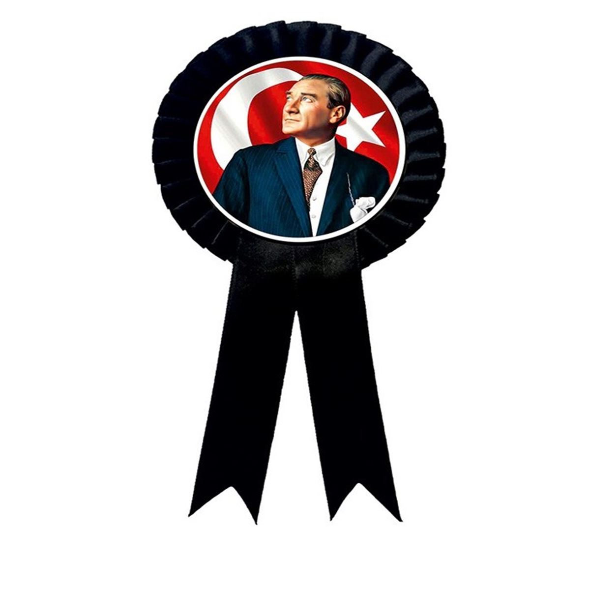 BUTON KOKART ATATÜRK KARTON SİYAH 8 CM 25 Lİ 1