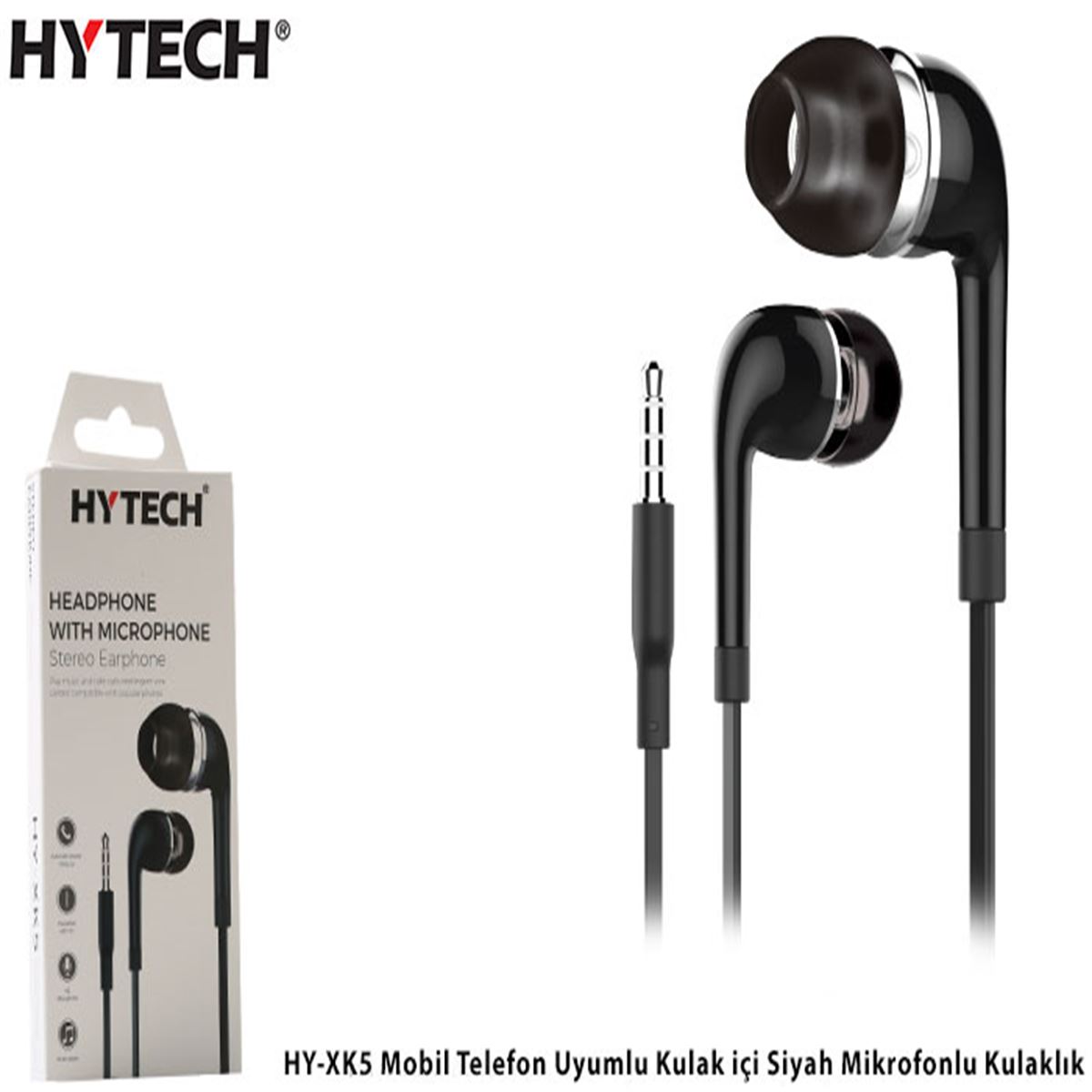 HYTECH KULAKLIK HY-XK5 KULAKİÇİ SİYAH MİKROFONLU 1