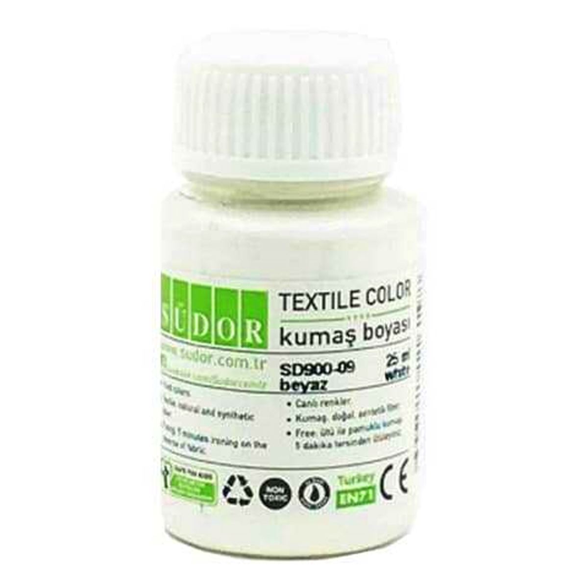 SÜDOR KUMAŞ BOYASI BEYAZ 25 ML 10 LU SD900-09 1