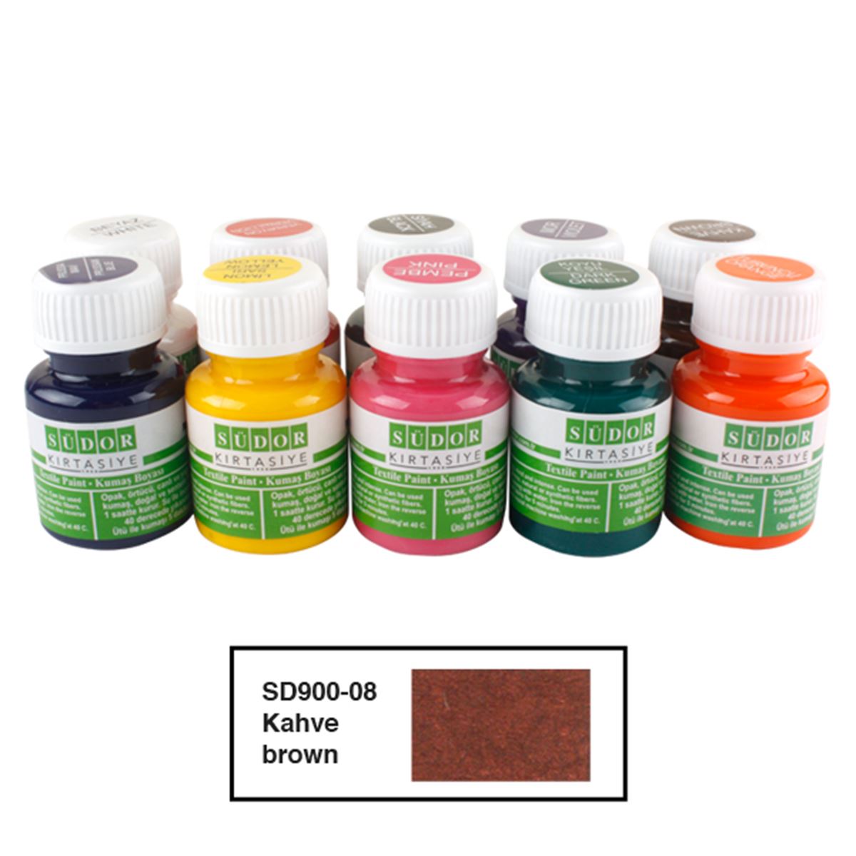 SÜDOR KUMAŞ BOYASI 25 ML KAHVERENGİ 10 LU SD900-08 1