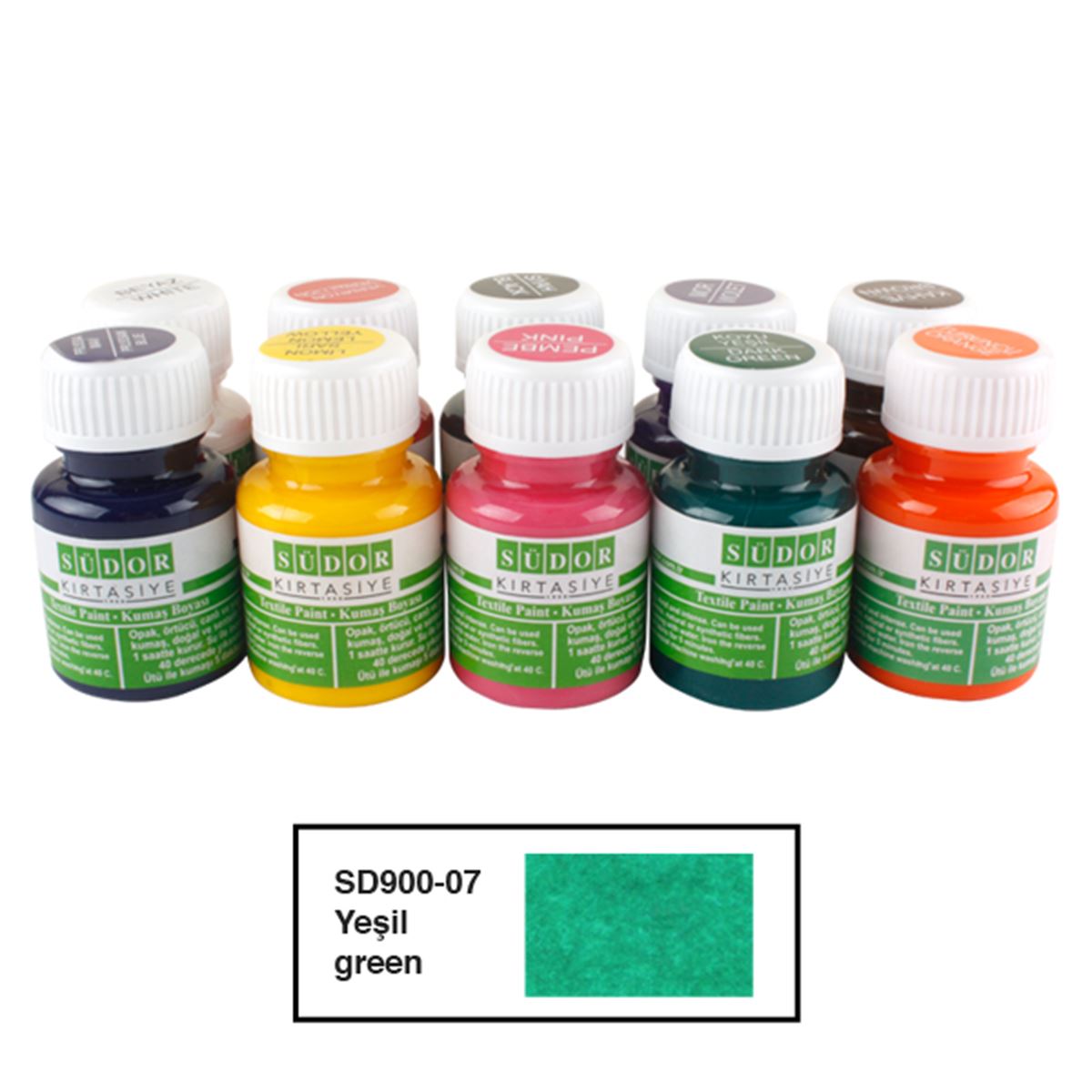SÜDOR KUMAŞ BOYASI YEŞİL 25 ML 10 LU  SD900-07 1