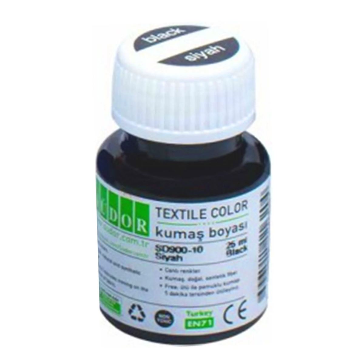 SÜDOR KUMAŞ BOYASI SİYAH 25 ML 10 LU SD900-10 1