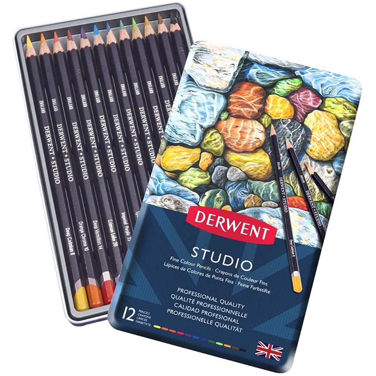 DERWENT STUDİO KURUBOYA 12 RENK METAL KUTU DW32196 1